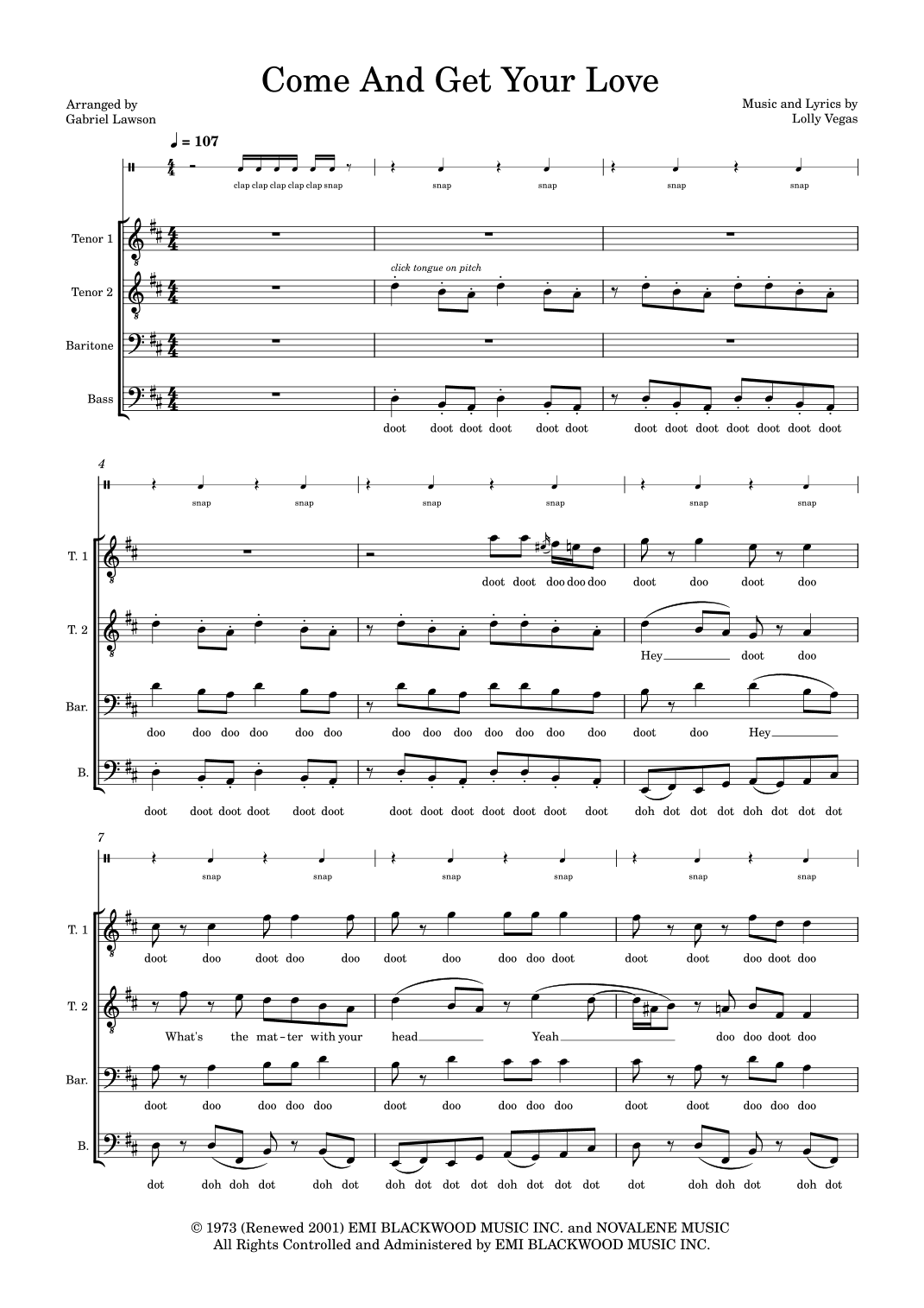 Come And Get Your Love (arr. Gabriel Lawson)