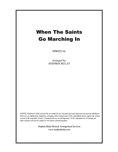 When The Saints Go Marching In (Louis Armstrong) - Lead sheet (key of G) (arr. Stephen Bulat)