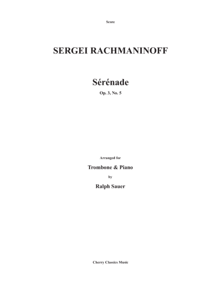 Serenade Opus 3, No. 5 for Trombone and Piano (arr. Ralph Sauer)