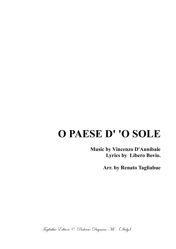 O PAESE D' 'O SOLE - Neapolitan folk song - For SATB Choir (arr. Renato Tagliabue)