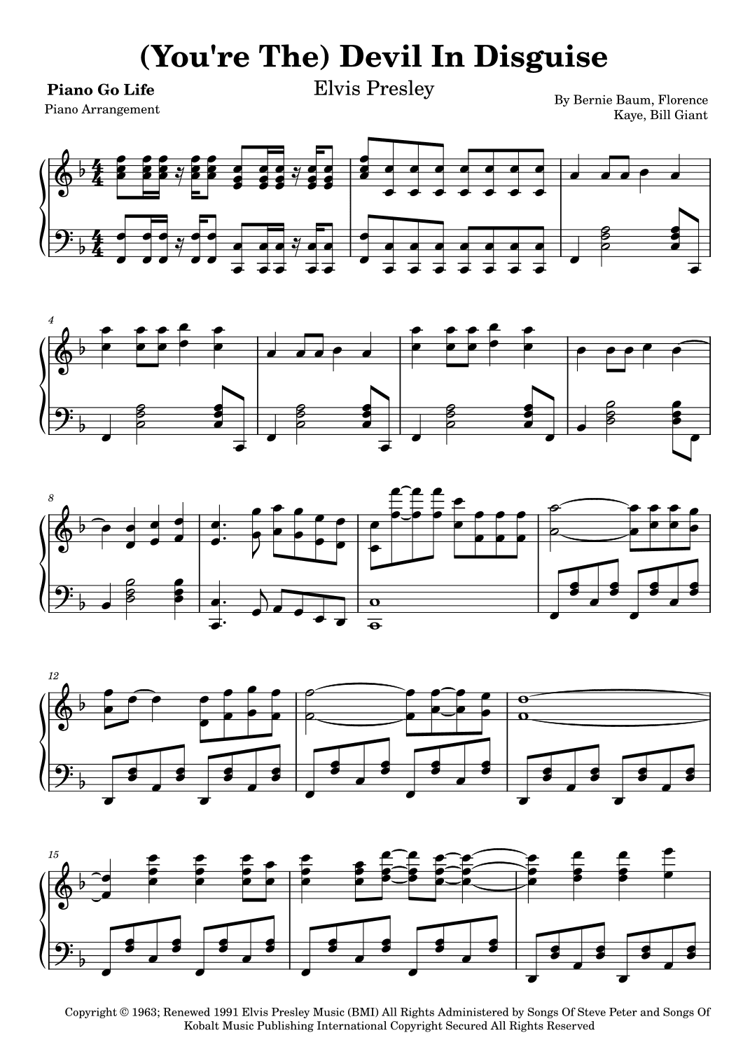 (you're The) Devil In Disguise (arr. Piano Go Life)