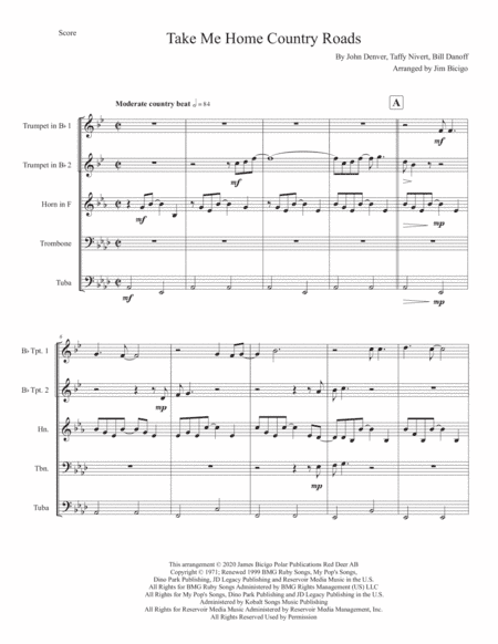Take Me Home, Country Roads (arr. Jim Bicigo)