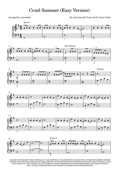 Cruel Summer (arr. pianofeelis)