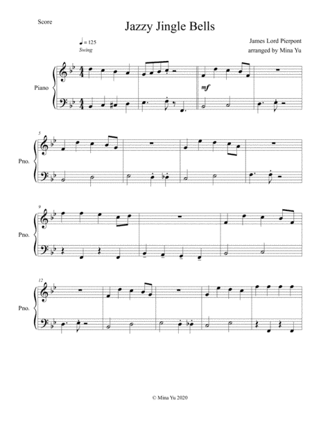Jazzy Jingle Bells (Solo Jazz Swing Piano) (arr. Mina Yu)