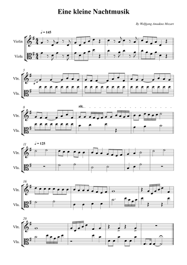 Eine kleine Nachtmusik (Easy) (arr. Wesley S. SIlva)