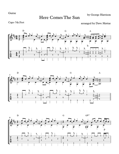 Here Comes The Sun (arr. Dave Mattar)