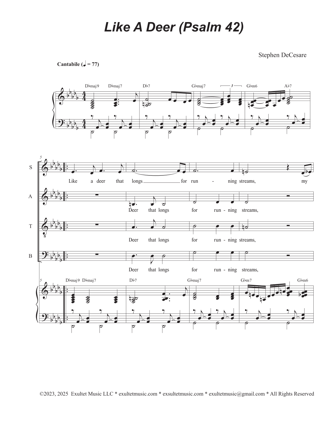 Like A Deer (Psalm 42) (SATB)