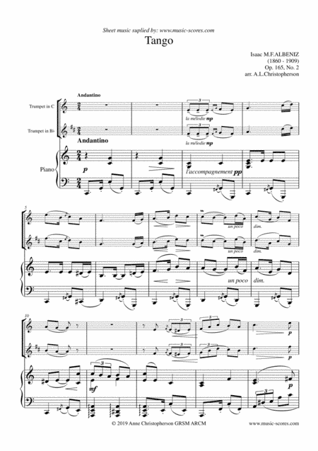 Tango - Trumpet in Bb or C, and Piano (arr. Anne L Christopherson GRSM ARCM)