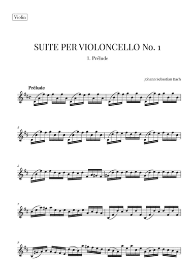 Bach - Prelude from Cello Suite No. 1 in G Major (Violin Transcription) (arr. Cadenza Editions)