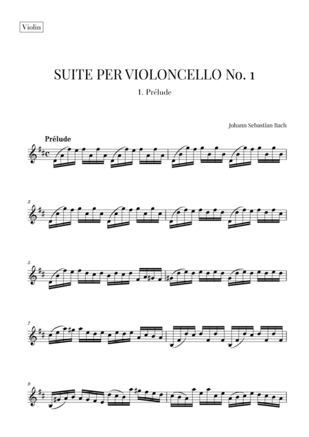 Bach - Prelude from Cello Suite No. 1 in G Major (Violin Transcription) (arr. Cadenza Editions)
