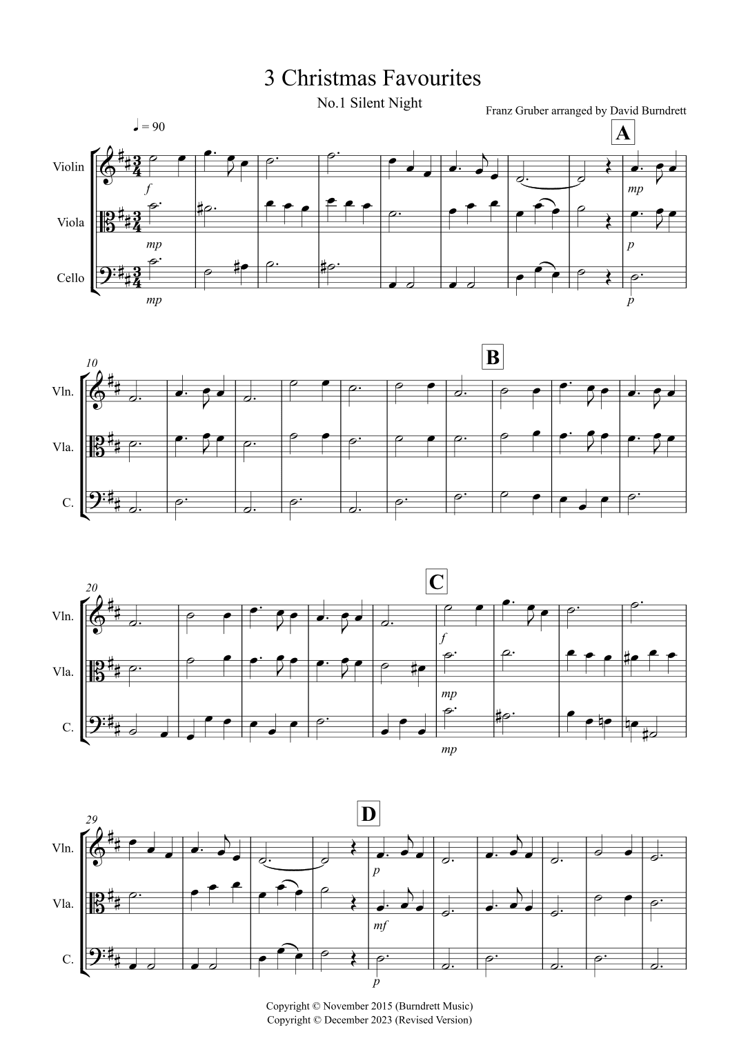 3 Christmas Favourites for String Trio (arr. David Burndrett)