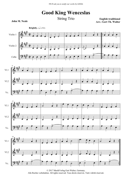 Good King Wenceslas (arr. Gert Th. Walter)
