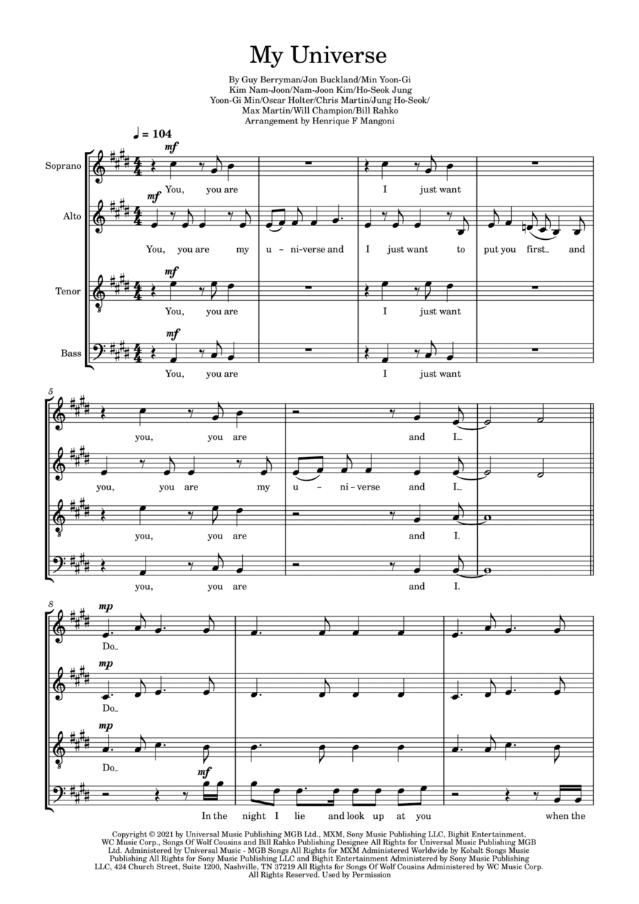 My Universe (arr. Henrique F Mangoni)