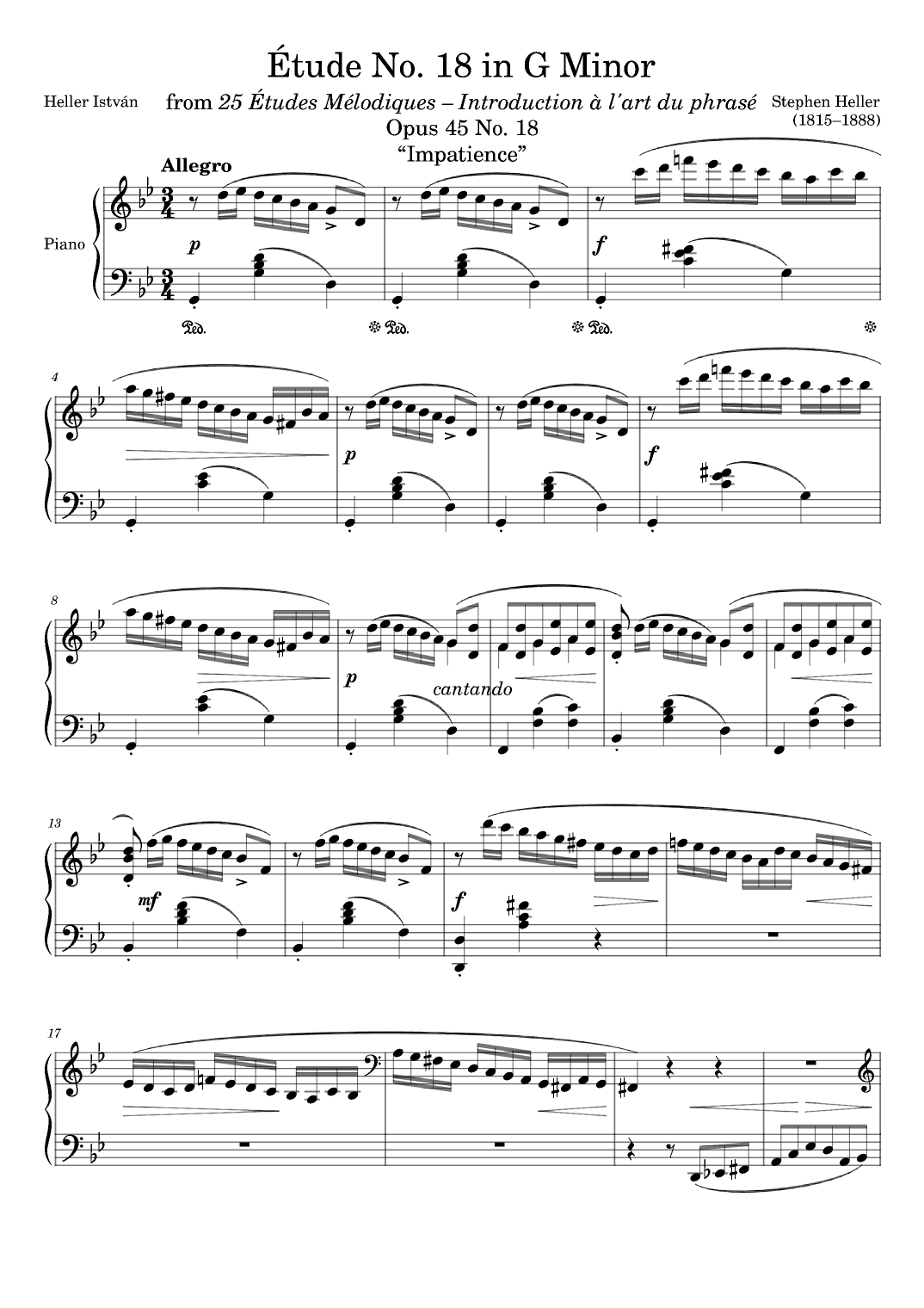 Etude Opus 45 No. 18 in G Minor (arr. Zachary Corbett)