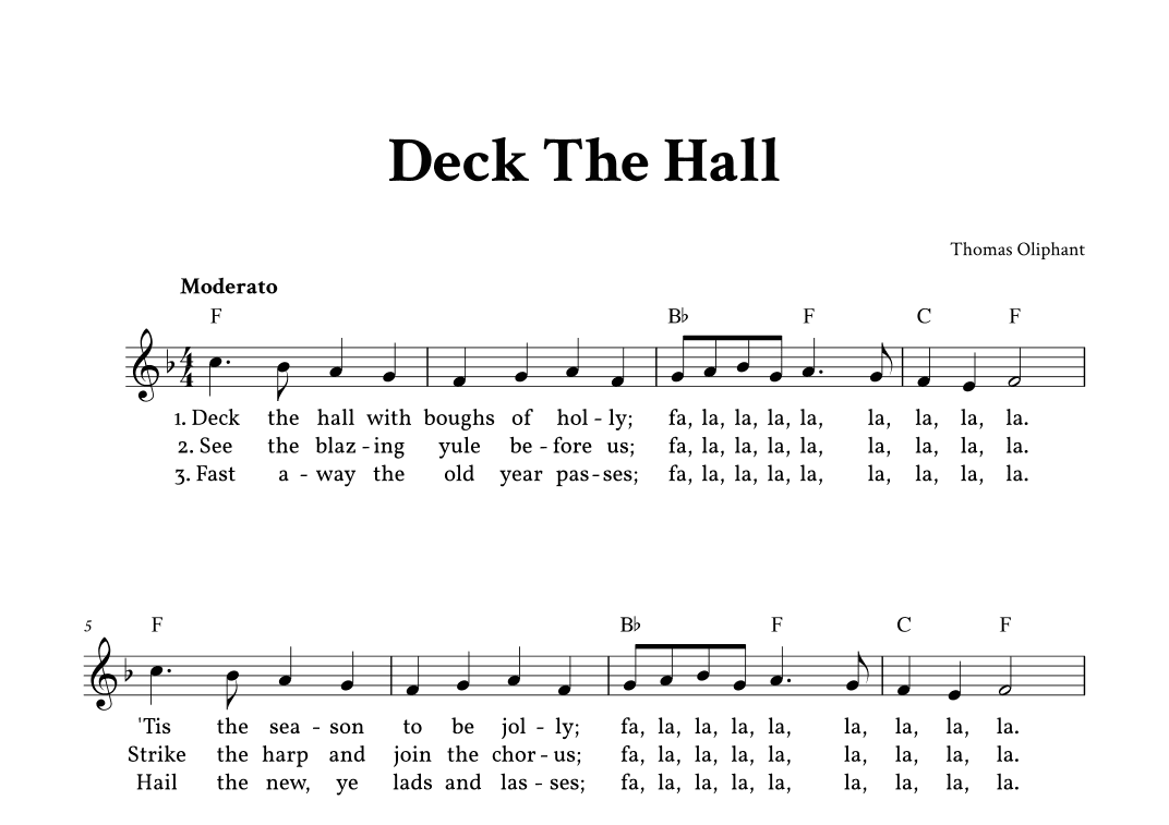 Deck The Hall - Lead Sheet (F Major - Easy Traditional) (arr. Yuri Noronha)