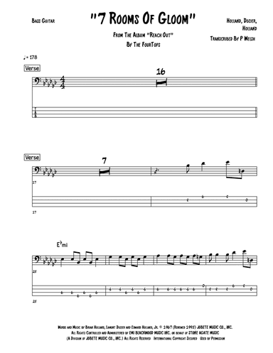 7 Rooms Of Gloom (seven Rooms Of Gloom) (arr. Accubass)