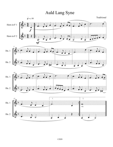 Auld Lang Syne (horn duet) (arr. B. C. Dockery)