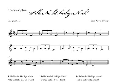 Stille Nacht (Holy Night) - Tenor Sax (arr. Albrecht Kuch-Weidenbrück)