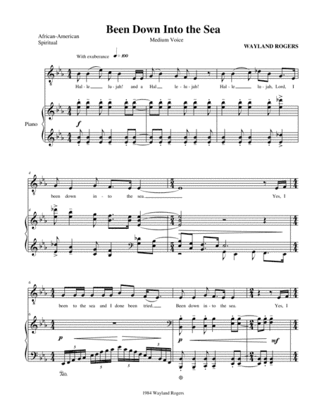 Been Down Into the Sea (Five Negro Spirituals) (arr. Wayland Rogers)