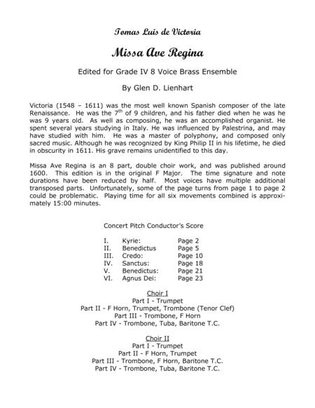 Missa Ave Regina (F major) (arr. Glen D. Lienhart)