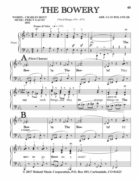 THE BOWERY (arr. Clay Boland Jr.)