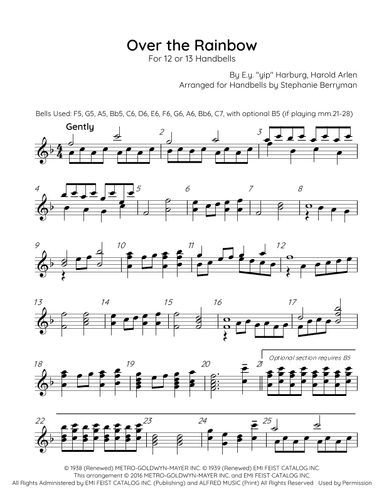 Over The Rainbow - Score Only (arr. Stephanie Berryman)