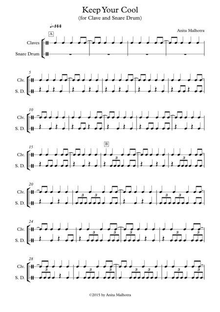 Keep Your Cool (for Clave and Snare Drum)