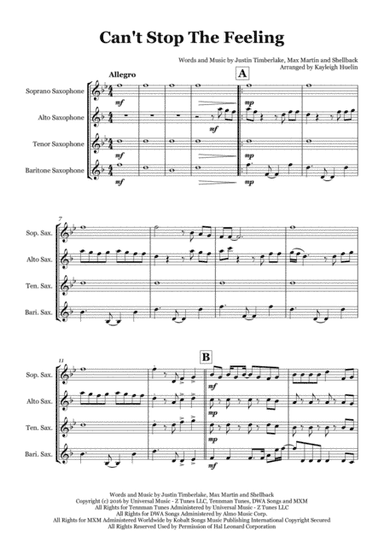 Can't Stop The Feeling  from TROLLS (arr. Kayleigh Huelin)
