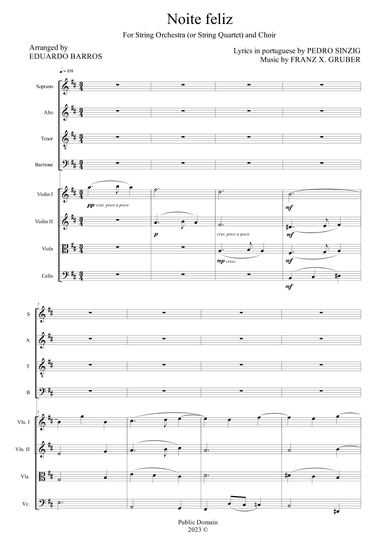 Noite Feliz - Para Coro e Quarteto de Cordas (Orquestra de Cordas) (arr. Eduardo Barros)