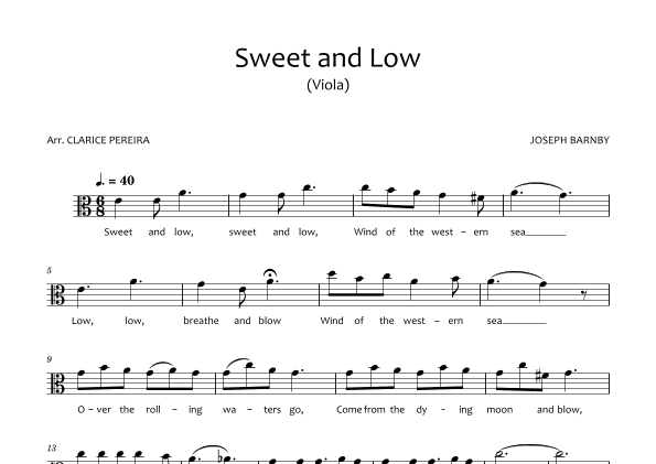 Sweet and Low - VIOLA (arr. Clarice Pereira)