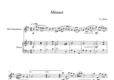 Minuet (In D Minor) - Johann Sebastian Bach (Alto Sax + Piano) (arr. Digital Book Music)
