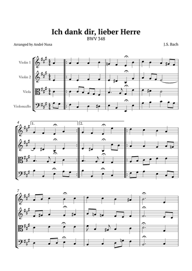 Ich dank dir, lieber Herre BWV 348 (arr. André Nusa)
