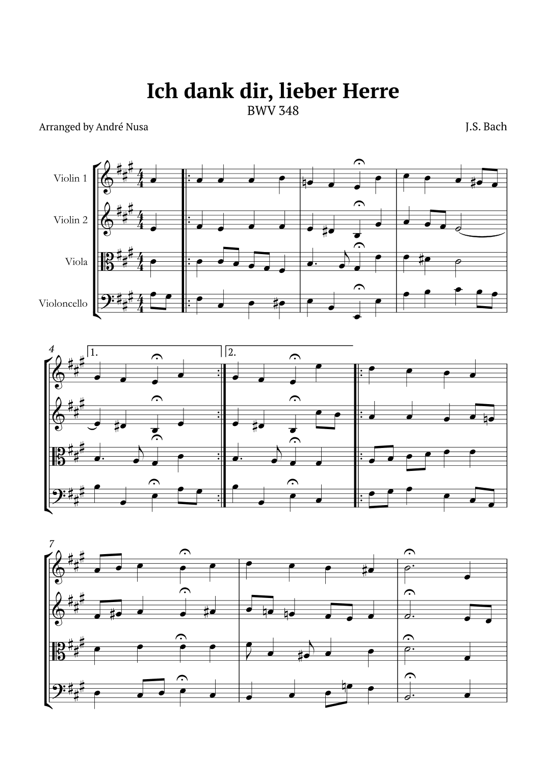 Ich dank dir, lieber Herre BWV 348 (arr. André Nusa)