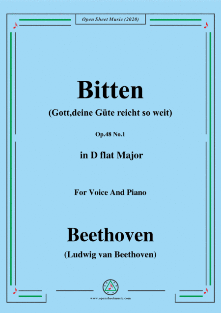 Beethoven-Bitten(Gott,deine Güte reicht so weit),in D flat Major,for Voice and Piano (arr. MSM)