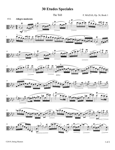 Mazas, Etudes for Viola Op 36, Book 1, No.14 (arr. String Masters)