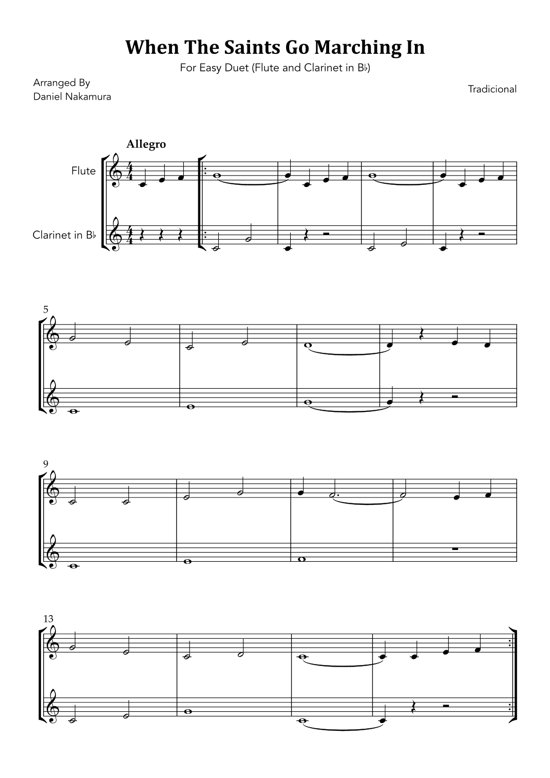 When The Saints Go Marching In (for flute and clarinet duet) (arr. Daniel Nakamura)