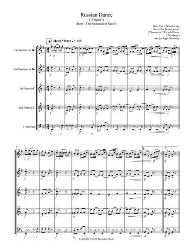 Russian Dance ("Trepak") (from "The Nutcracke rSuite") (F) (Brass Quintet - 2 Trp, 2 Hrn, 1 Trb) (arr. Regis Bookshar)