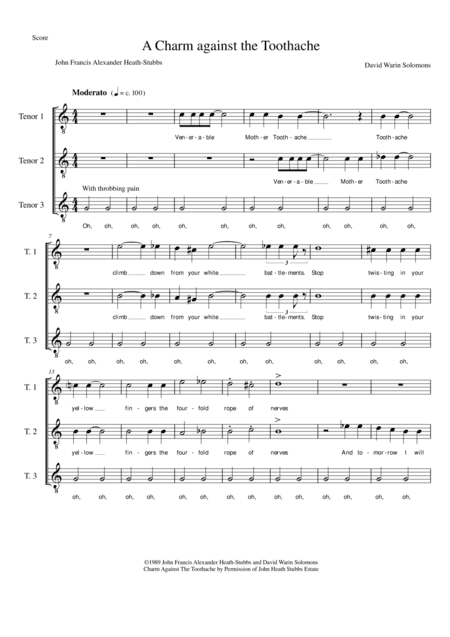 A charm against the toothache for three tenors