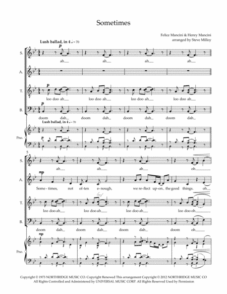 Sometimes (arr. Steve Milloy)