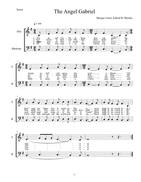 The Angel Gabriel (a capella vocal duet) (arr. Brandyn Metzko)
