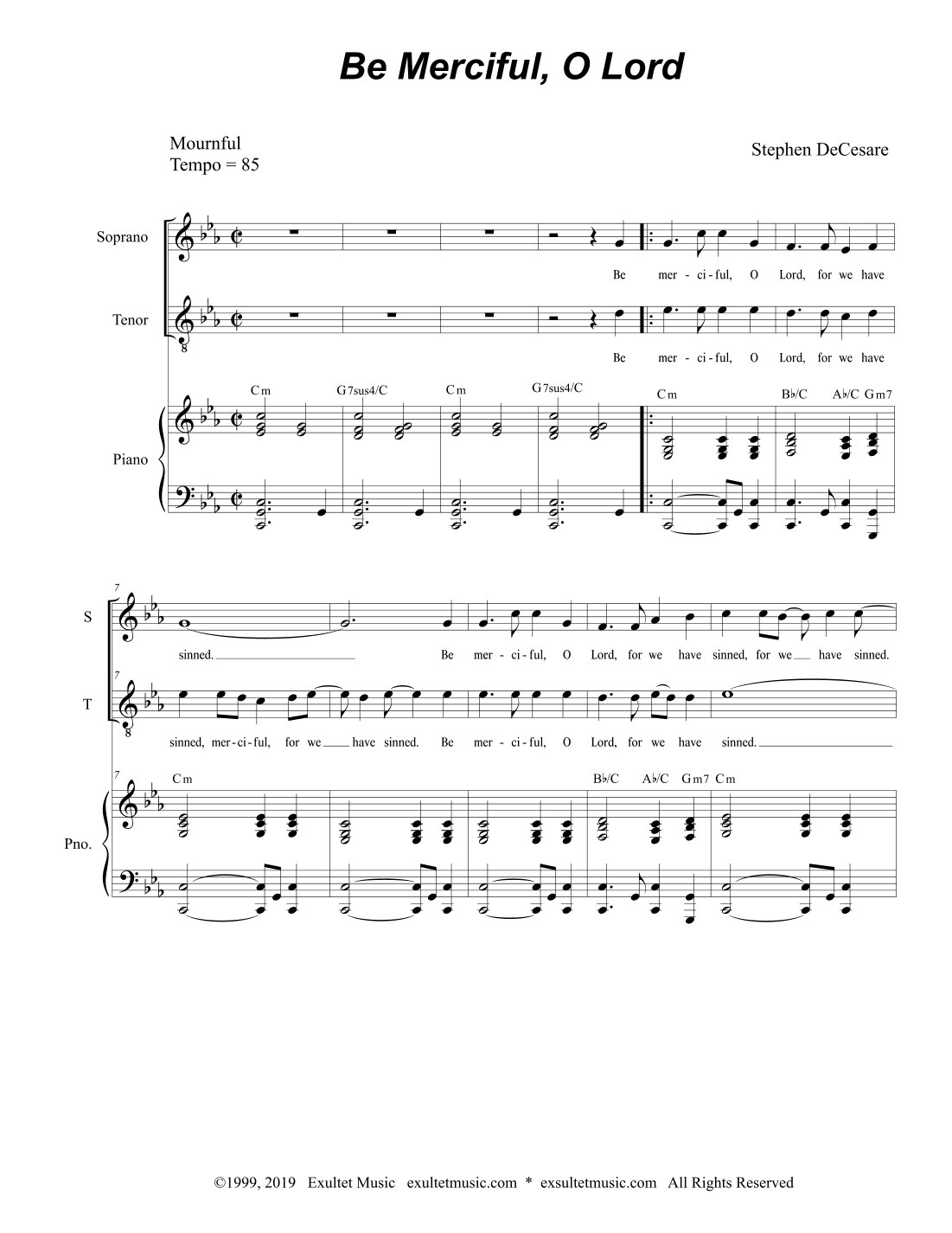 Be Merciful, O Lord (2-part choir - (Soprano and Tenor)
