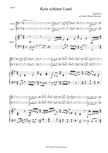 Kein schöner Land for violin, cello and piano (arr. David Warin Solomons)