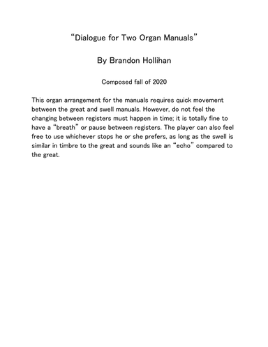 Dialogue for Two Organ Manuals
