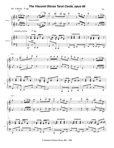 Visconti Sforza Tarot Cards, opus 66 ... Twenty Two Salon Pieces For Two Pianos (1996) 22 Il Mondo