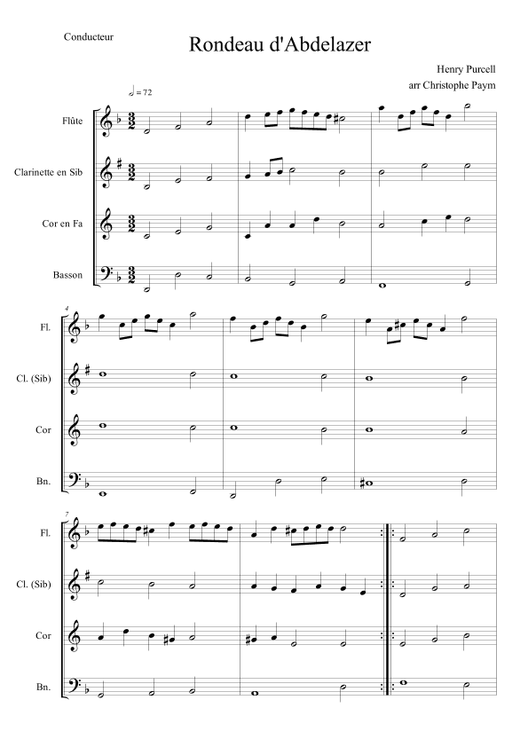 Purcell Rondeau from Abdelazer suite - wind quartet (arr. Christophe Paym)