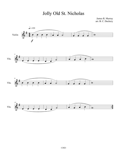 Jolly Old St. Nicholas (Violin Solo) (arr. B. C. Dockery)
