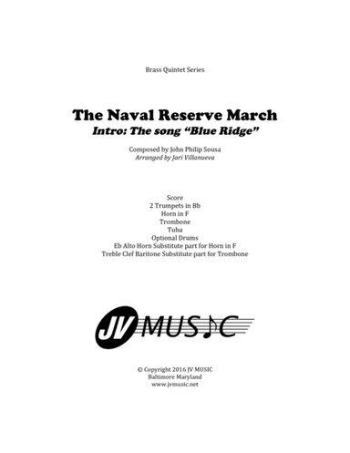 The Naval Reserve March for Brass Quintet and optional drums (arr. Jari Villanueva)