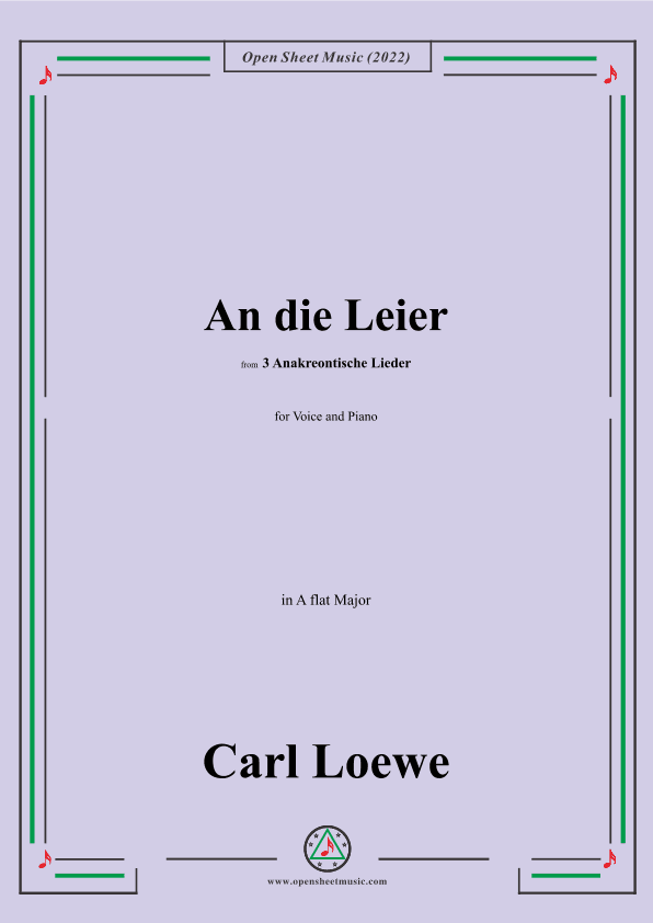 Loewe-An die Leier,in A flat Major,from 3 Anakreontische Lieder (arr. OSM Press)