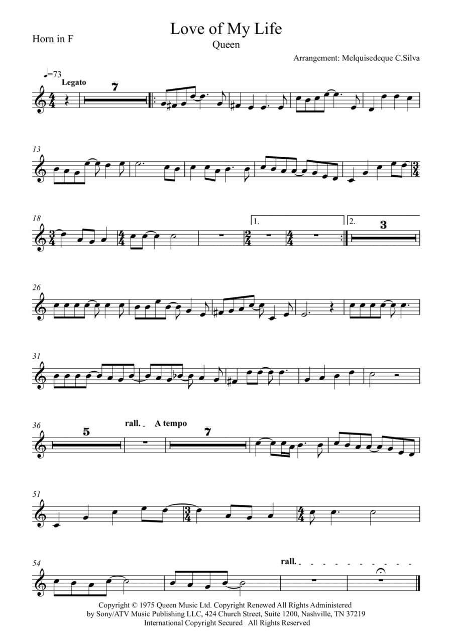 Love Of My Life (arr. Melquisedeque C.Silva)