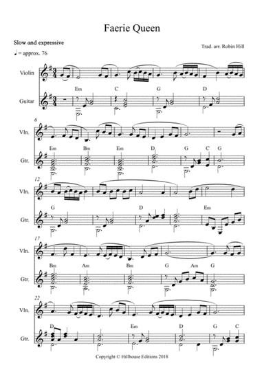 Faerie Queen arranged for violin and guitar (arr. Robin Hill)